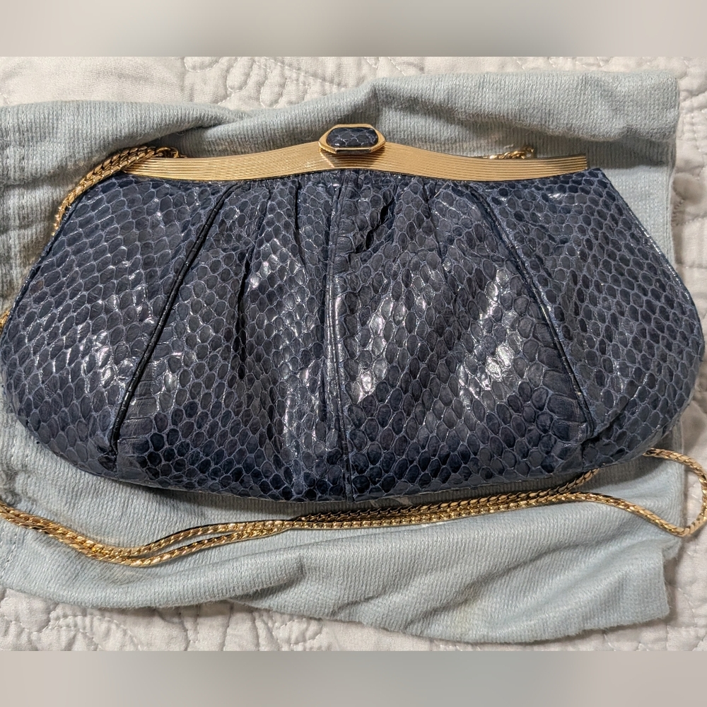 Judith Leiber Blue Whipsnake Purse